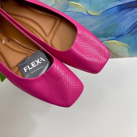 SARTO by  Franco Sarto Flexa Amaya Ballet Flat Pink Snake Print Faux Leather 8 - Picture 6 of 12